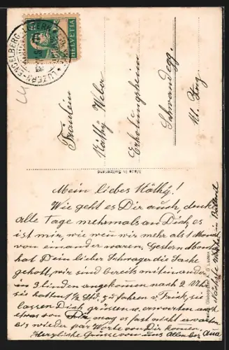 AK Meggenhorn, Uferpartie mit Jesusstatue