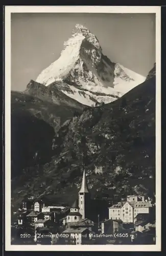 AK Zermatt, Teilansicht mit Matterhorn