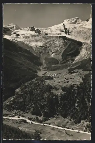 AK Saas-Fee, Panorama mit Allalinhorn, Alphubel und Feegletscher