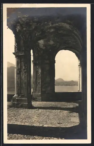 AK Morcote /Lago di Lugano, Panorama durch Torbogen