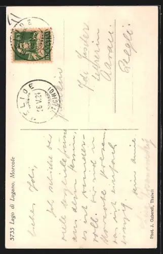 AK Morcote /Lago di Lugano, Panorama durch Torbogen