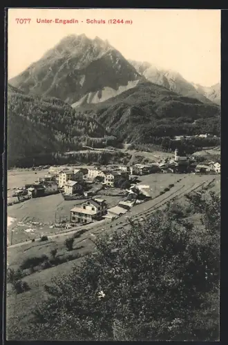 AK Schuls /Unter-Engadin, Ortsansicht mit Talblick