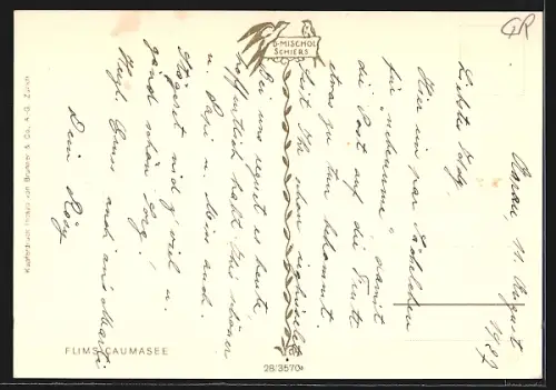 AK Flims, Caumasee, Seeblick auf Waldpartie