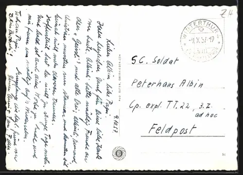 AK Oberwinterthur, Ortsansicht über die Dächer mit Panorama