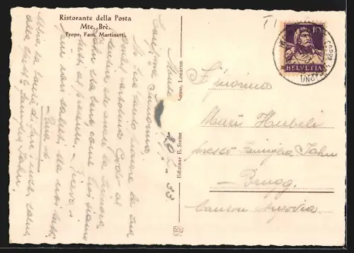 AK Locarno, Mte. Bré con vista sul Lago Maggiore