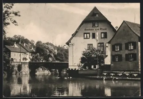 AK Augst, Gasthaus zum Rössli vom Wasser aus