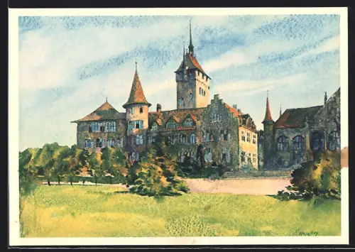 Künstler-AK sign. Hugo Frey: Zürich, Landesmuseum mit Gartenanlage