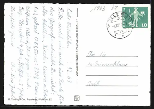 AK Wollerau am Zürichsee, Ortsansicht mit Seeblick