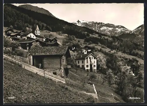 AK Maladers, Ortspartie mit Bergpanorama