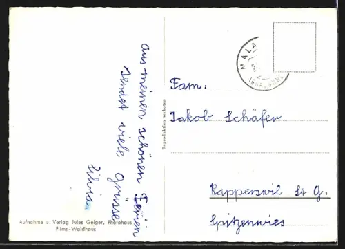 AK Maladers, Ortspartie mit Bergpanorama