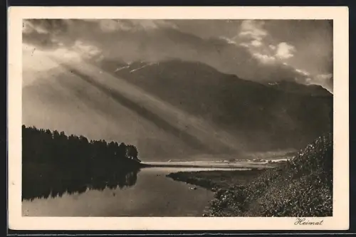 AK Silvaplana, Seepartie mit Sonneneinfall und Bergpanorama