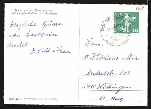 AK Savognin /Oberhalbstein, Soras gegen Radons und Martegnas