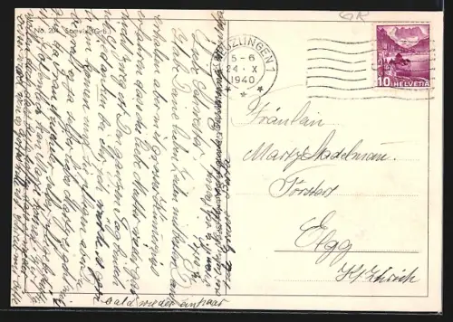 AK Somvix, Ortspartie mit Kirche aus der Vogelschau