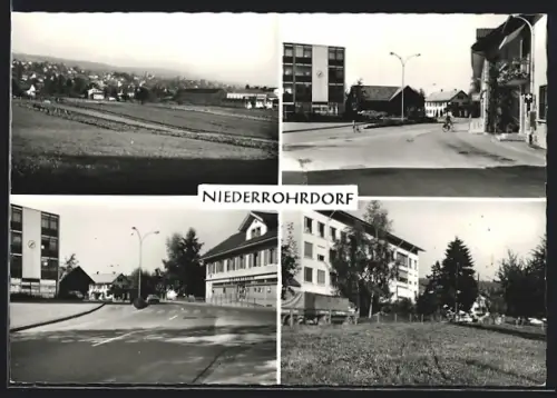 AK Niederrohrdorf, Ortsansicht von der Weide, Strassenpartien und Gartenanlage