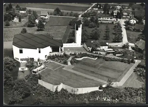 AK Künten /AG., Kirche vom Flugzeug aus