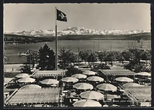 AK Zürich, Blick vom Kongresshaus auf den Zürichsee