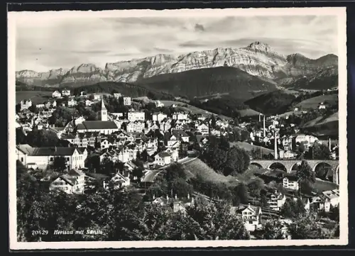 AK Herisau, Ortsansicht mit Säntis