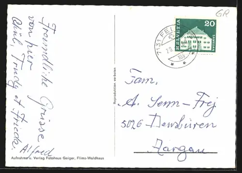 AK Falera, Ortsansicht mit Blick übers Land