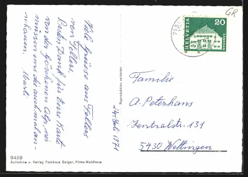 AK Falera, Ortsansicht mit Bergpanorama