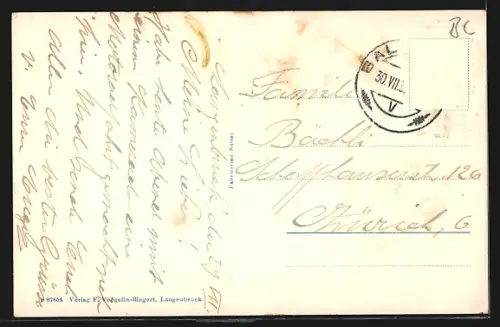 AK Langenbruck /Basler Jura, Gesamtansicht mit Waldhintergrund