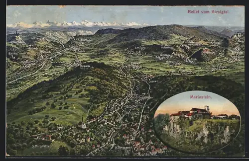 AK Mariastein, Relief vom Birsigtal mit Mariastein