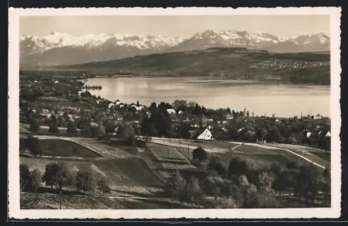 AK Seengen, Blick auf den Ort vom Eichberg mit Hallwilersee