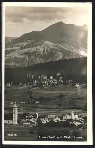 AK Flims-Dorf, Ortsansicht mit Waldhäuser