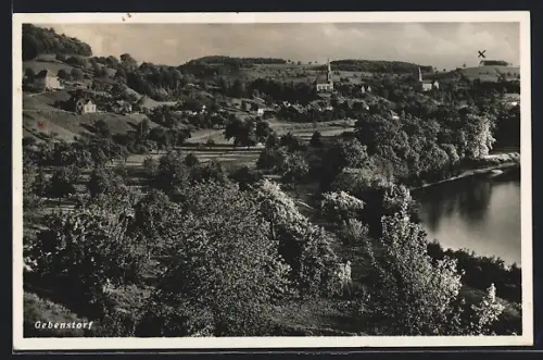 AK Gebenstorf, Waldpartie mit See und Kirchen