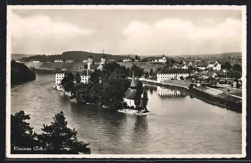 AK Rheinau, Gesamtansicht mit Insel