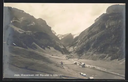 AK Wasserauen, Blick ins Tal mit Marwies und Ebenalp