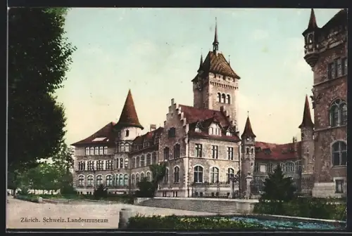 AK Zürich, Blick auf das Schweizerische Landesmuseum