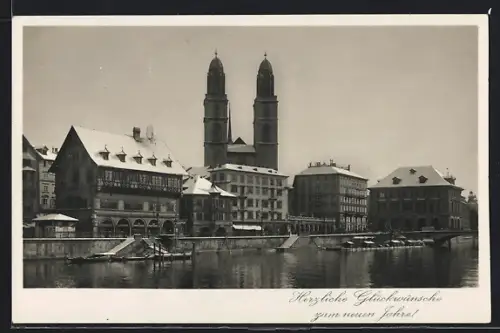 AK Zürich, Grossmünster, Haus zum Rüden, Rathausquai