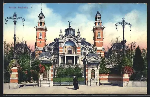AK Zürich, Frontalansicht der Tonhalle