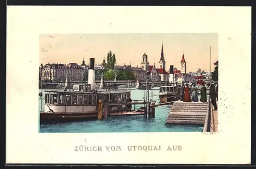 AK Zürich, Stadtansicht vom Utoquai aus