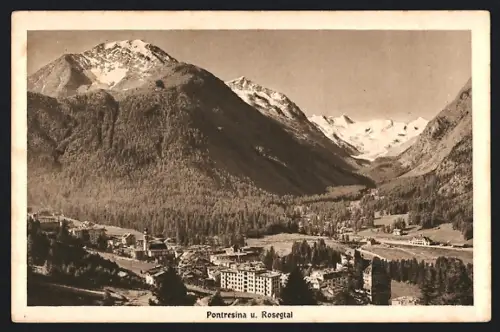 AK Pontresina, Ortsansicht im Rosegtal