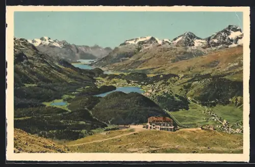 AK Muottas-Muragl, Blick vom Berg ins Tal