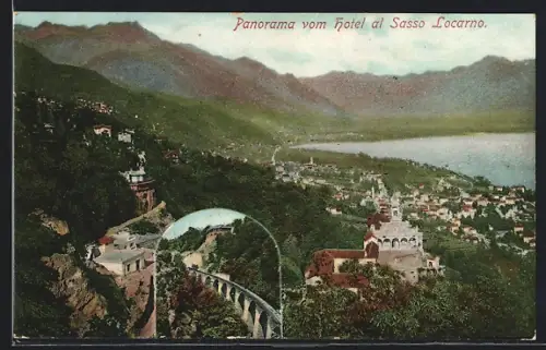AK Locarno, Panorama vom Hotel al Sasso