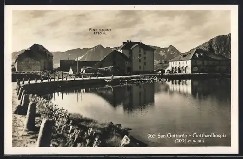 AK San Gottardo, Gotthardhospiz mit Pizzo Vespero
