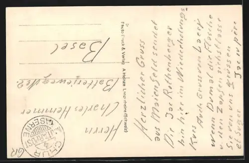 AK Maienfeld, Allee mit Bergpanorama