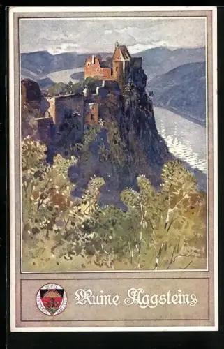 AK Aggstein, Motiv der Ruien Aggstein, Deutscher Schulverein