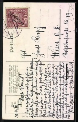 AK Deutscher Schulverein NR: 347, Bergsteiger pflücken Alpenrosen