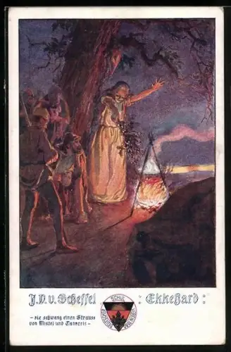 AK Deutscher Schulverein Nr. 491: J. V. v. Scheffel: Ekkehard sie schwang einen Strauss...