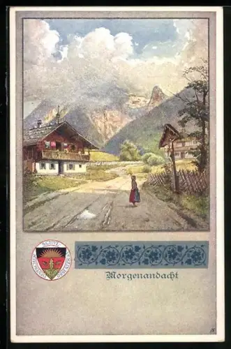 AK Deutscher Schulverein Nr. 328: ein kleines Mädchen bei der Morgenandacht