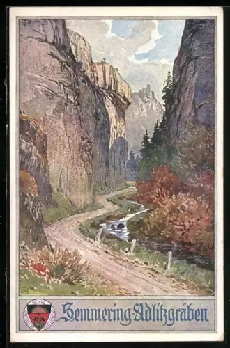 AK Deutscher Schulverein NR 451: Semmering, Partie in den Adlitzgräben