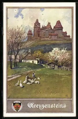 AK Deutscher Schulverein Nr. 165: Kreuzenstein, Schloss-Panorama