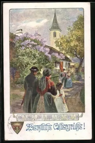 AK Deutscher Schulverein Nr. 948: Auf dem Kirchberg, Ostergruss