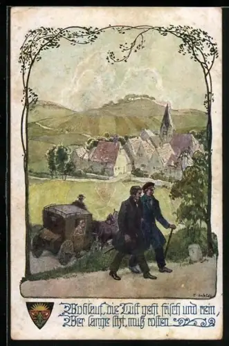 AK Deutscher Schulverein Nr. 916: Wohlauf, die Luft geht frisch und rein, wer lange sitzt, muss rosten