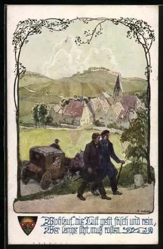 AK Deutscher Schulverein Nr. 916: Wohlauf, die Luft geht frisch und rein, wer lange sitzt, muss rosten