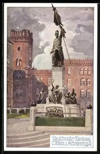 Künstler-AK Deutscher Schulverein Nr. 898: Wien, Deutschmeister-Denkmal am Schottenring