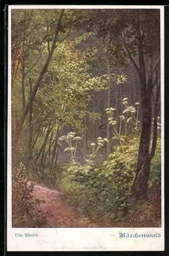 AK Deutscher Schulverein Nr. 886: Märchenwald mit flatternden Schmetterling